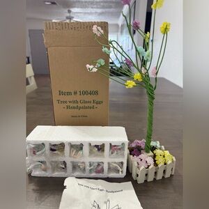 Easter Tree with Glass Eggs" (Item #100408) featuring 10 handpainted ornaments